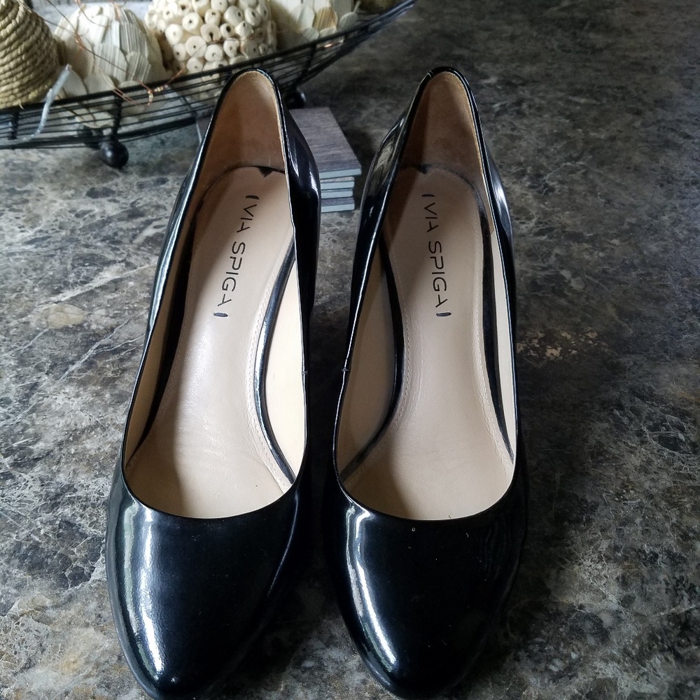 Via Spiga Patent Leather Wedge Heals